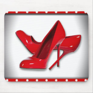 Rotes hohes Heels-Polka-Punkt-Muster Mousepad