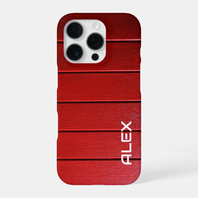 Rotes Holz-Horizontalmuster  iPhone 16 Pro Hülle (Rückseite)