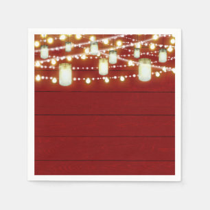 Rotes Holz & Lichterketten Landhausstil Rustikal S Serviette