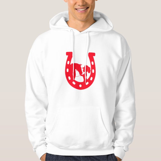 Rotes Horseshoe Mädchen und Pferde Hoodie (Vorderseite)