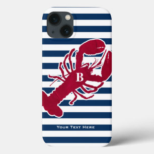 Rotes Hummer-nautischmonogramm-blauer weißer iPhone 13 Hülle