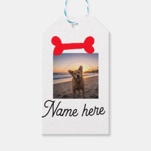 Rotes Hundeknochen-Foto Haustier Hund Katze Name e Geschenkanhänger