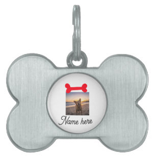 Rotes Hundeknochen-Foto Haustier Hund Katze Name e Tiermarke