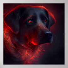 Rotes Hundeposter
