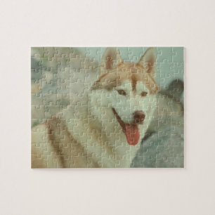 Rotes Husky-Hundepuzzlespiel