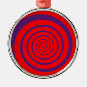 rotes hypnotisches Spiralbild Silbernes Ornament