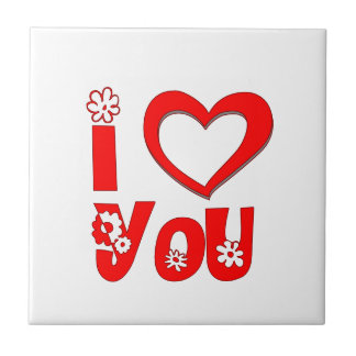 Rotes Ich liebe dich minimalistisches Herz Keramik Fliese