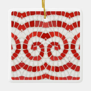ROTES IONISCHES MOSAIK Keramik Quadrat Ornament