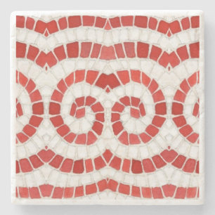 ROTES IONISCHES MOSAIK Marmor Stein Untersetzer
