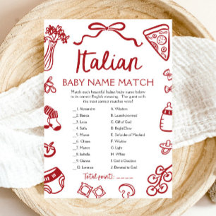 Rotes italienisches Babynamen-Match-Baby-Shower-Sp Einladung