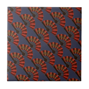 Rotes japanisches Antik-Fächer-Muster Fliese