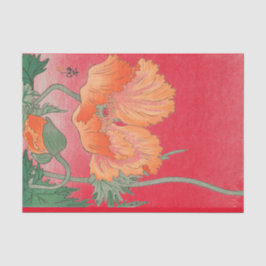 ROTES JAPANISCHES MOHNBLUMEN-DRUCK Seidenpapier