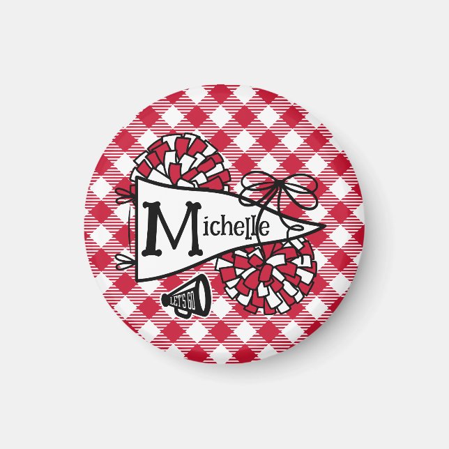 Rotes Jubelfähnchen Personalisiertes Spind Magnet (Vorne)