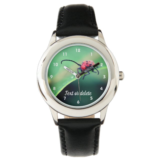 Rotes Käfer-Insekt Nah Personalisiert Armbanduhr (Vorderseite)