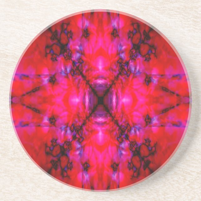 Rotes Kaleidoskop-Muster Getränkeuntersetzer (Vorne)