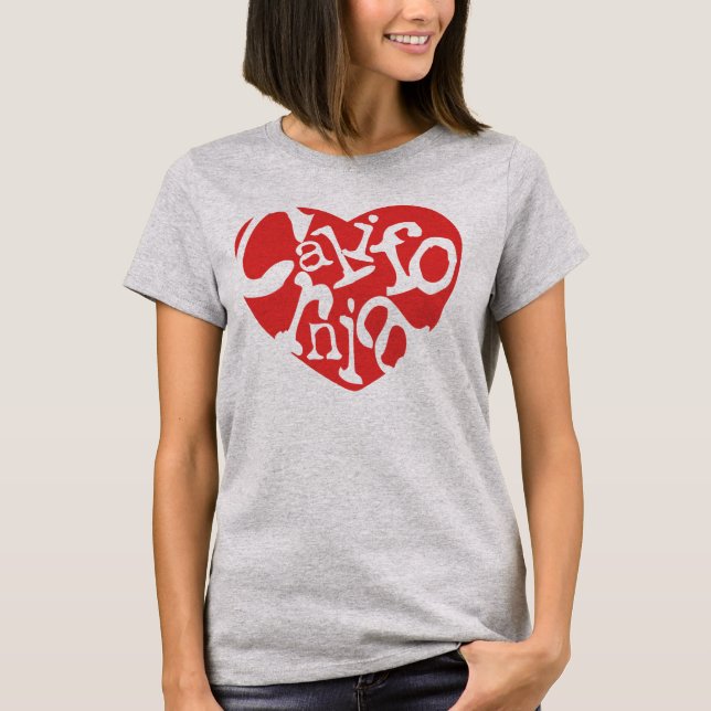 Rotes Kalifornien-Herz T-Shirt (Vorderseite)