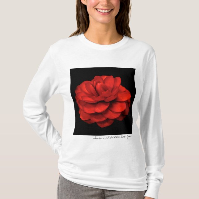 Rotes Kamelien-Shirt T-Shirt (Vorderseite)