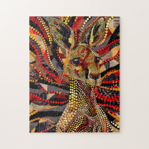 Rotes Kangaroo im Stile eines aborigines Dot Art