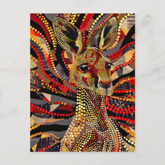 Rotes Kangaroo im Stile eines aborigines Dot Art Postkarte