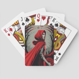 Rotes Kapuzenwolf-Mädchen Spielkarten