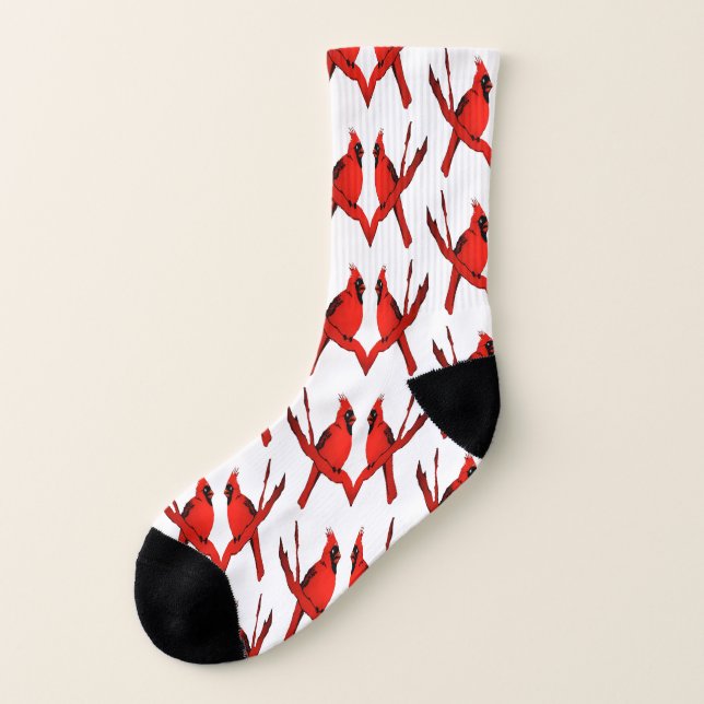 Rotes Kardinals-Muster Socken (Links - Außen)