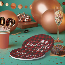 Rotes Kariert wunderschönes Jahr Weihnachts-Party Pappteller