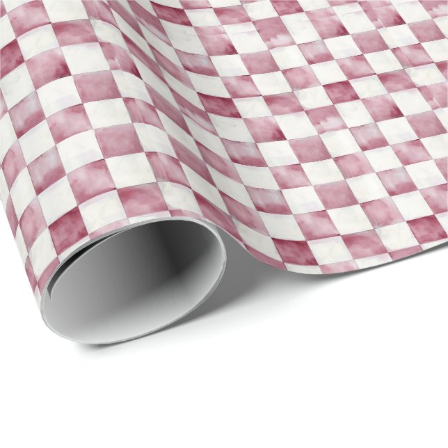 Rotes kariertes dekoratives Geschenkpapier (Rolleneckpunkt)