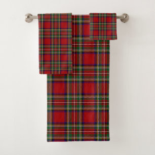 Rotes Kariertes Design Badetuch Set
