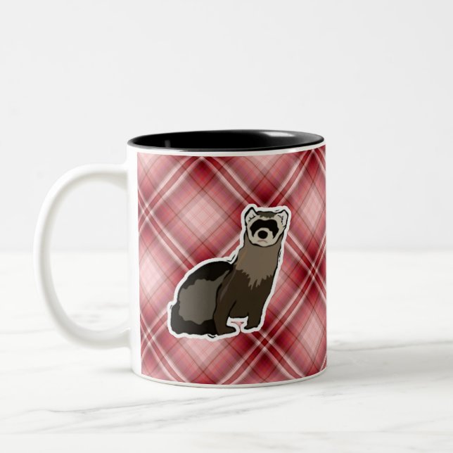 Rotes kariertes Frettchen Zweifarbige Tasse (Links)