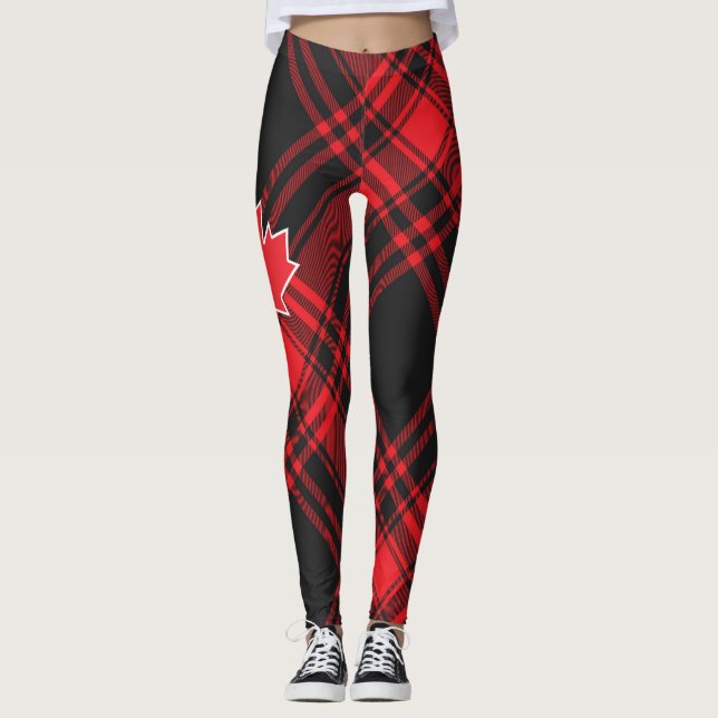 "Rotes Kariertes Kanada" Leggings (Vorderseite)