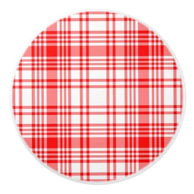 Rotes kariertes keramikknauf (Vorderseite)