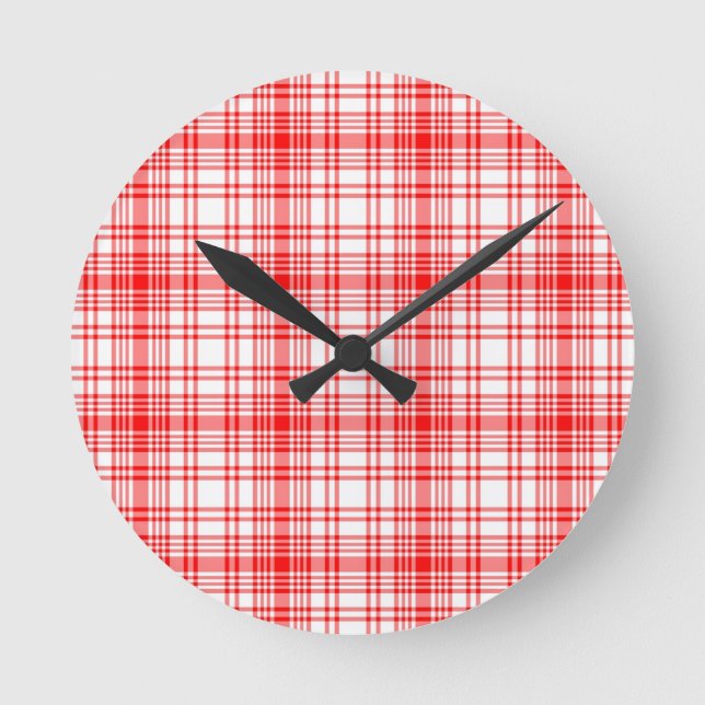 Rotes kariertes runde wanduhr (Vorderseite)