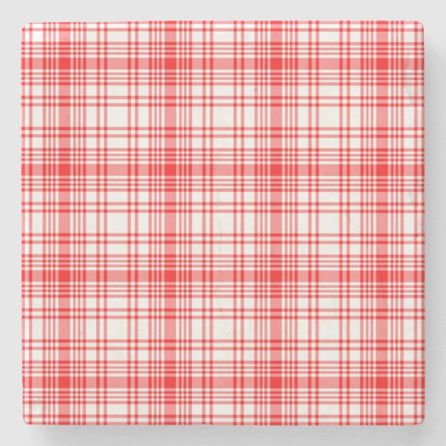 Rotes kariertes steinuntersetzer (Vorderseite)