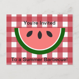 Rotes kariertes Tablett Wassermelone Einladung