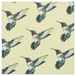 Rotes karminrotes throated Kolibri Gewebegelb Stoff