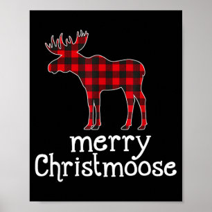 Rotes Karo Frohe Christmoose Weihnachten Elchliebh Poster