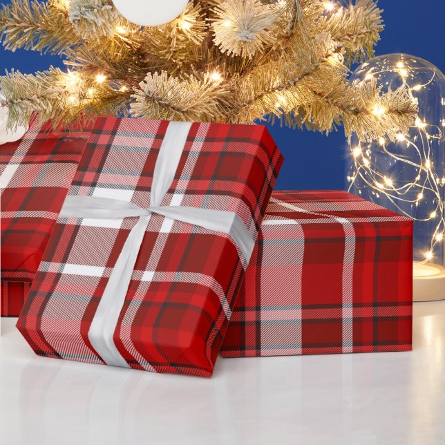 Rotes Karo-Geschenkpapier Geschenkpapier (Feiertage)