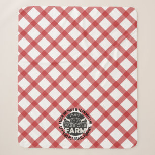 Rotes Karo Lass uns gehen Haustier Gras Welpen Dec Sherpadecke