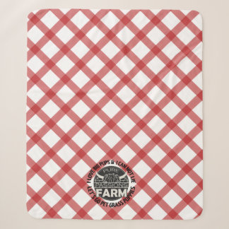 Rotes Karo Lass uns gehen Haustier Gras Welpen Dec Sherpadecke