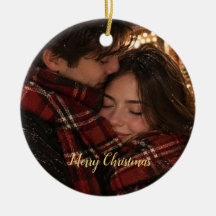 Rotes Karo-Paar-Foto-Weihnachtskarte