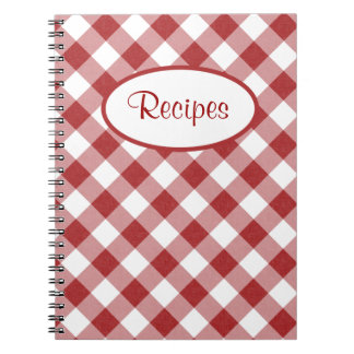 Rotes Karo-Rezept-Notizbuch Notizblock