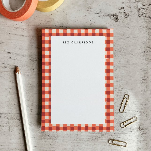 Rotes Karomuster Personalisiert Post-it Klebezettel (Red Checkered Personalized Post-it Notes)