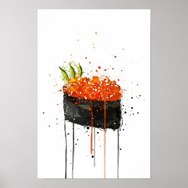 Rotes Kaviar Gunkan Sushi Poster (Vorne)