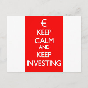 Rotes Keep Calm und Weiter Investieren Postkarte