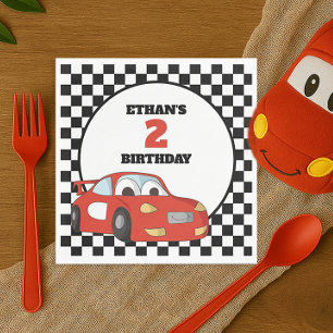 Rotes Kinder-Rennwagen zum 2. Geburtstag Serviette