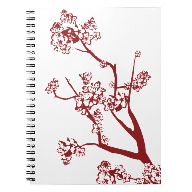 Rotes Kirschblüten Notizbuch Notizblock (Vorderseite)