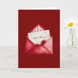 Rotes Kirschen-Herz-Umschlag Valentinstag Karte