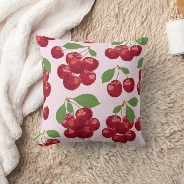 Rotes Kirschenmuster Quadrat Kissen (Decke)
