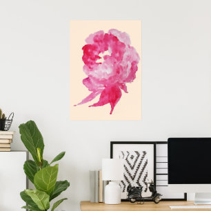Rotes Kirschrosa Aquarellfarben Single Blume Maler Poster