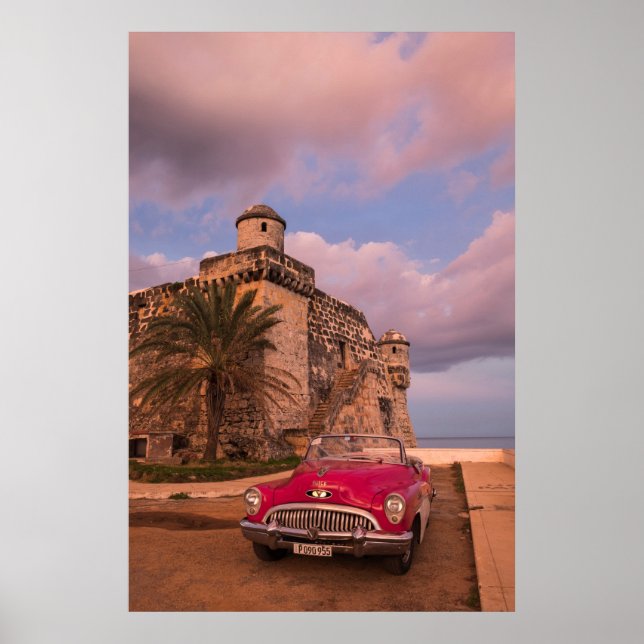 Rotes klassisches Auto, Kuba Poster (Vorne)
